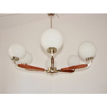 Lampa sufitowa Modern z sześcioma kloszami ze szkła – styl vintage